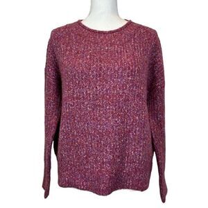 Rachel Roy Crew Neck Marled Cranberry Women's Sweater Oversized Small